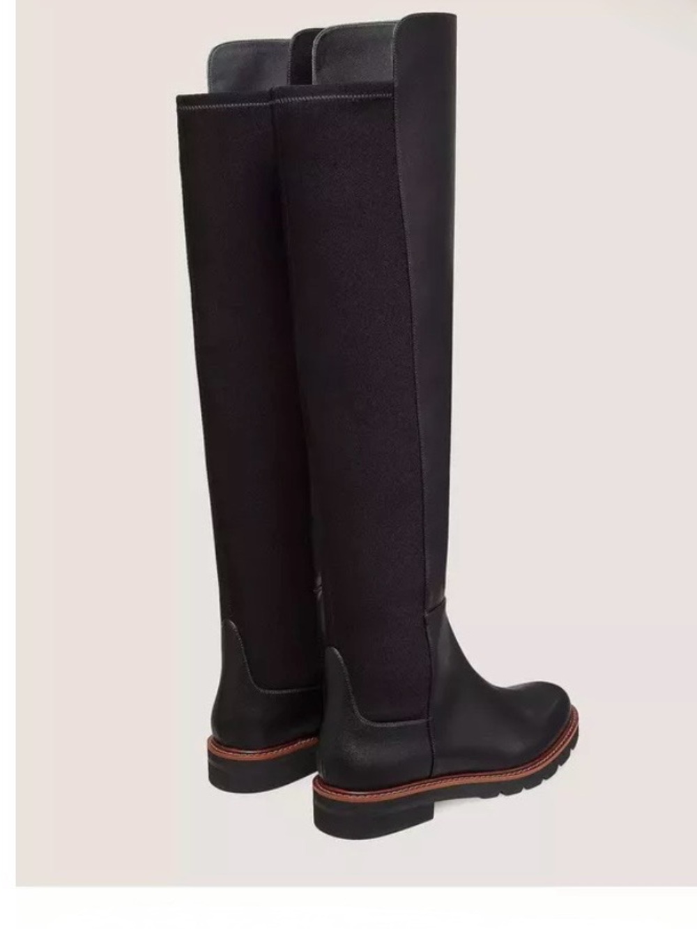 Stuart Weitzman Tall Black Leather & Fabric Over-the-Knee Boots